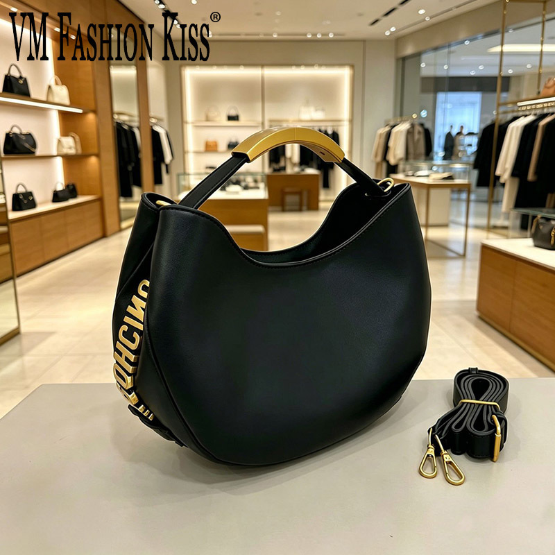 Luxury Bags Gold - Женская сумка-тоут Demi-cercle с золотистой надписью,