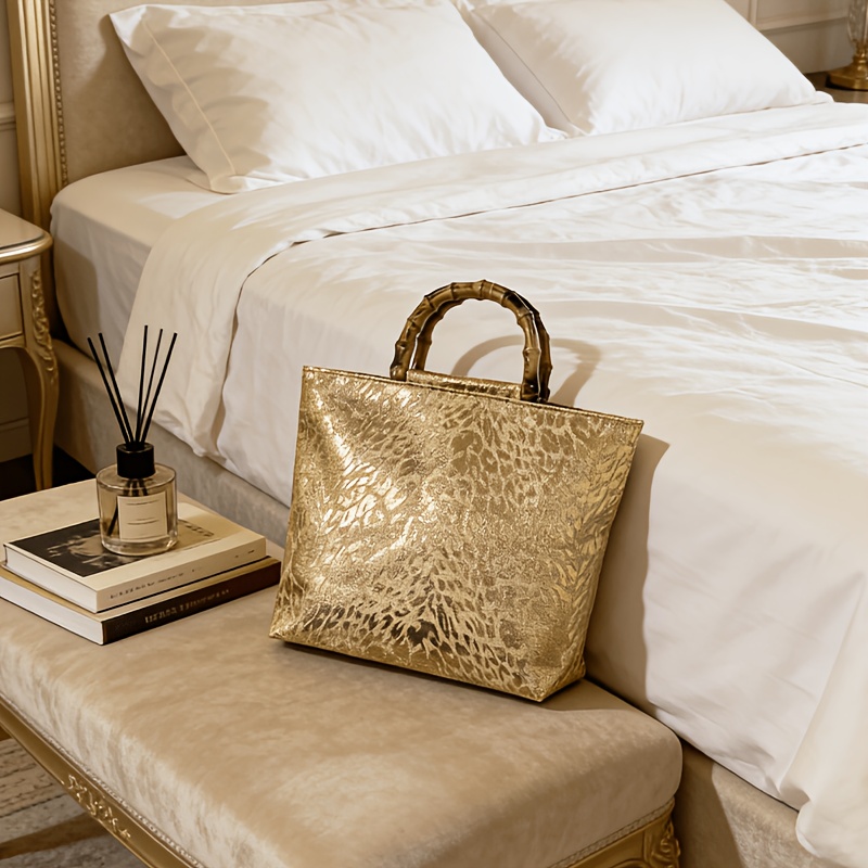 Luxury Bags Gold - Легкая роскошная сумка-тоут из жаккарда с