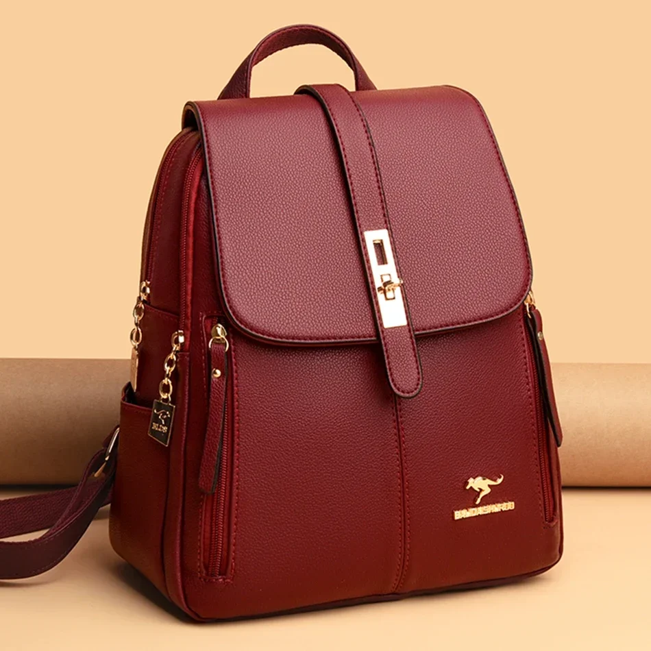 Luxury Bags Girls - Женский кожаный рюкзак большой емкости, винтажная